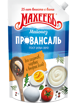 МАХЕЕВЪ Майонез ПРОВАНСАЛЬ БЕЛЫЙ 770гр/800мл  д/пак 1*10