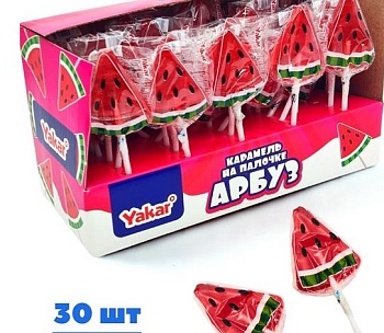 КАНДИ-КЛАБ YAKAR АРБУЗ Карамель на палочке ассорти 16гр  10*30