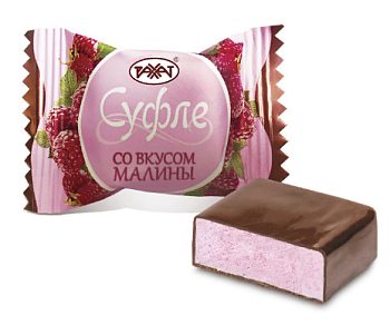 РАХАТ Конфеты СУФЛЕ со вкусом малины сбивные 1кг пакет 1*4