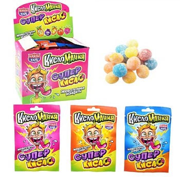 КАНДИ-КЛАБ КИСЛОМАНИЯ СУПЕР КИСЛО Жев. конфеты  13гр  12*30 КАНДИ-КЛАБ КИСЛОМАНИЯ СУПЕР КИСЛО Жев. конфеты  13гр  12*30