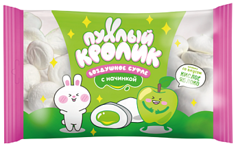 ПУХЛЫЙ КРОЛИК Marshmallows 85гр со начинкой "Кислое яблоко"   1*28