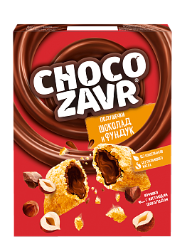 CHOCOZAVR Завтрак готовый Подушечки с шоколадно-ореховой начин фас.220гр  1*9