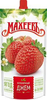 -15% АКЦИЯ МАХЕЕВЪ Джем КЛУБНИЧНЫЙ  300гр д/пак 1*16