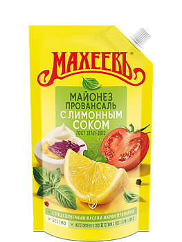 -25% АКЦИЯ МАХЕЕВЪ Майонез ПРОВАНСАЛЬ С ЛИМОННЫМ СОКОМ 380гр./400мл/  д/пак 1*20