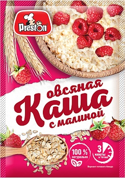 Pr.PRESTON Каша Овсяная Б/П Малина 37гр  1*20