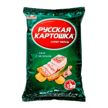 РУССКАРТ Чипсы РУССКАЯ КАРТОШКА 105гр Сало и чеснок 1*10