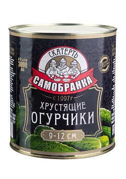 -23% СКАТ-САМОБР Огурцы маринованные хрустящие 9-12см 3000мл ж/б 1*4
