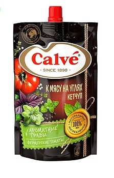 CALVE Кетчуп К Мясу На Углях 350гр д/пак 1*28