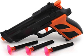 Игрушка ПИСТОЛЕТ стрелы на присосках 3 стрелы 15,5*2,8*10,5см   1*1