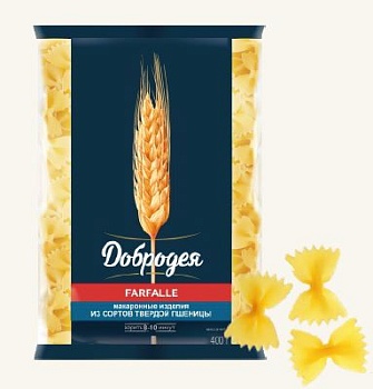 ДОБРОДЕЯ Макаронные изделия АТЛАСНЫЙ БАНТИК (FARFALLE) 400гр  1*20