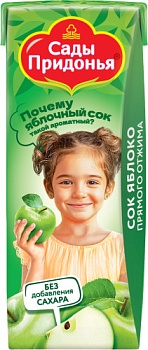 САДЫ ПРИДОНЬЯ 0,2л Сок ЯБЛОКО ПРЯМОГО ОТЖИМА осветл.т/пак 1*27