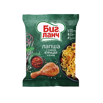 БИГ ЛАНЧ Лапша Б/П с тушеной курицей и луком 75гр /брикет/ 1*60