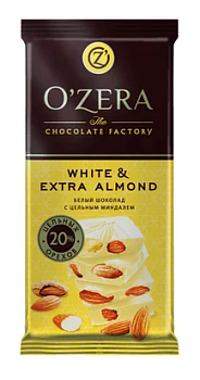 KDV Шоколад OZera белый White & Extra Almond цел. минд. 90г  1*16