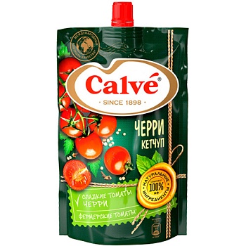 CALVE Кетчуп С Кусочками Помид Черри 350гр д/пак 1*28