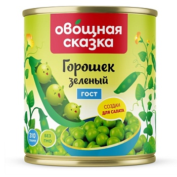 ОВОЩНАЯ СКАЗКА Горошек зеленый  400гр ж/б ГОСТ1*15