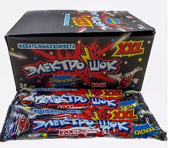 ХОЛОДОК Конфеты ЭЛЕКТРОШОК XXL Кола жевательные 25гр 12*36