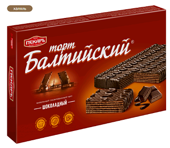 СЛАВЯНКА Торт БАЛТИЙСКИЙ вафельный глазированный шоколадный фас. фас.320гр  1*12