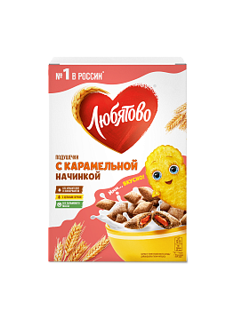 ЛЮБЯТОВО Завтрак готовый Подушечки С КАРАМЕЛЬНОЙ НАЧИНКОЙ фас.220гр  1*9