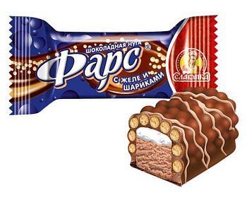 -50% РОЗНИЦА СЛАВЯНКА Конфеты ФАРС шоколадная нуга /пак.1кг/ 1*4