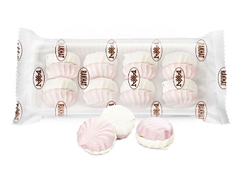 РАХАТ Зефир бело-розовый фас.330гр  1*6