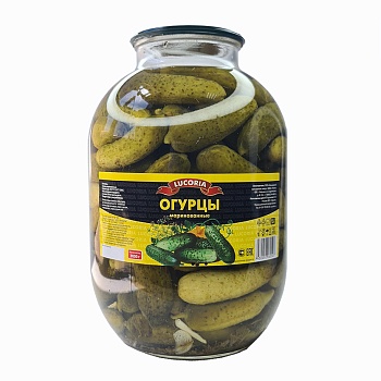 КУБАНОЧКА Огурцы маринованные  3000 гр стекл/банка ГОСТ1*4