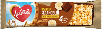 ЛЮБЯТОВО Батончик злаковый БАНАН-Молочный шоколад 27гр  1*25