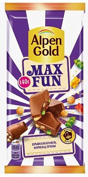 АЛПЕН ГОЛД Шоколад МаксФан с взрыв.карам/мармел/печен 140гр  1*14