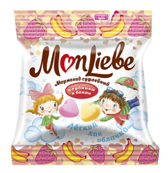 СЛАВЯНКА Мармелад жевательный MONLIEBE вкус банана и клубники фас.70гр  1*10