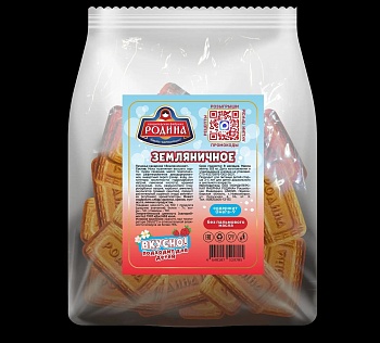 РОДИНА Печенье сахарное ЗЕМЛЯНИЧНОЕ фас.500гр  1*10