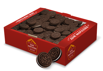 МОРОЗОВО Печенье сахарное СЭНДВИЧ с начинкой апельсин/взрывная карамель ТВ  1*2