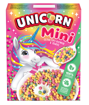UNICORN Завтрак готовый МИНИ-ШАРИКИ со вкусом клубники и яблока фас.195гр  1*10