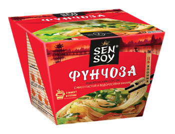 СЭНСОЙ Вермишель Фунчоза под Японским соусом с мисо пастой и вод. Вакаме 125гр  1*12