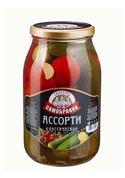 -15% СКАТ-САМОБР Ассорти овощное огурцы и томаты 1500мл стекл/банка 1*6