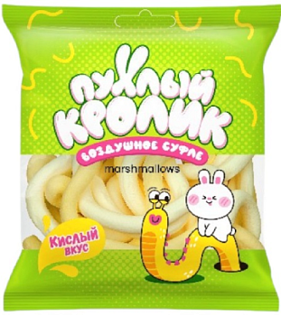 ПУХЛЫЙ КРОЛИК Marshmallows 40гр ВКУС ЛИМОН (Кислые червячки)   1*40